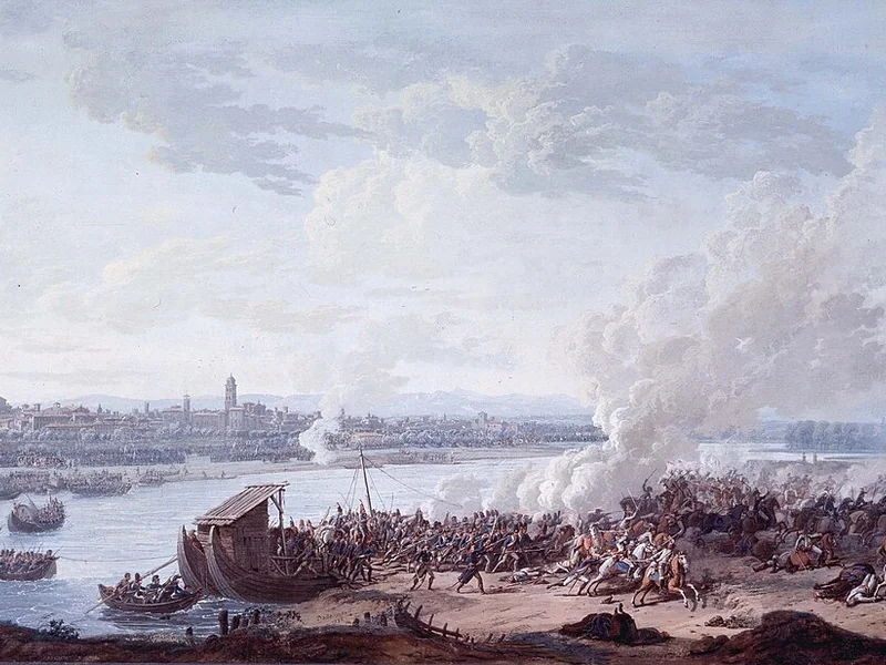 1764-Giuseppe Pietro Bagetti - I francesi passano il Po a Piacenza